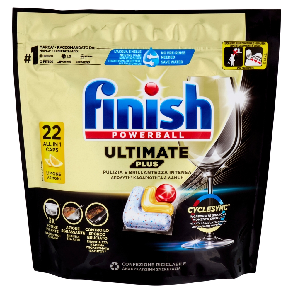 Finish Ultimate Plus All In One Lemon pastiglie lavastoviglie 22 lavaggi 268,4 g